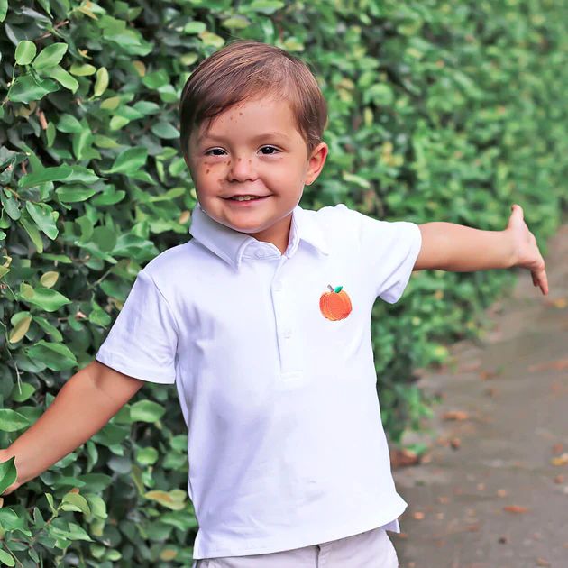 Solid White Knit Pumpkin Polo | Classic Whimsy