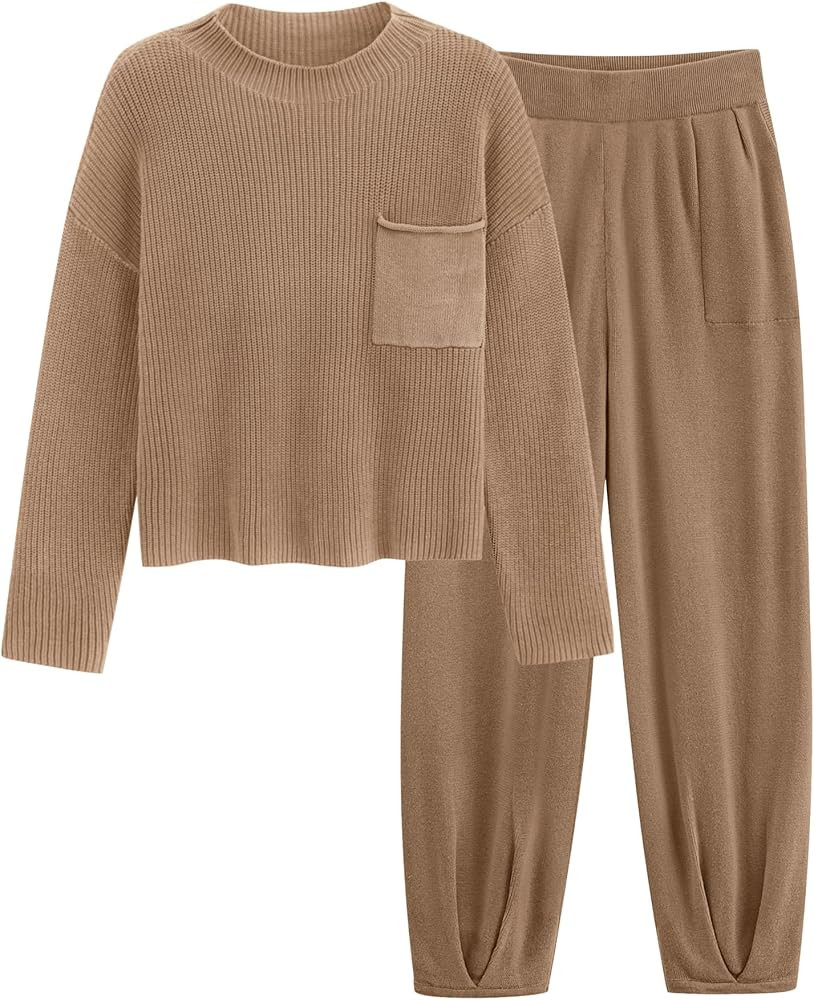 PRETTYGARDEN Two Piece Sets for Women 2025 Pullover Sweater High Waisted Sweatpants Tracksuit Lou... | Amazon (US)