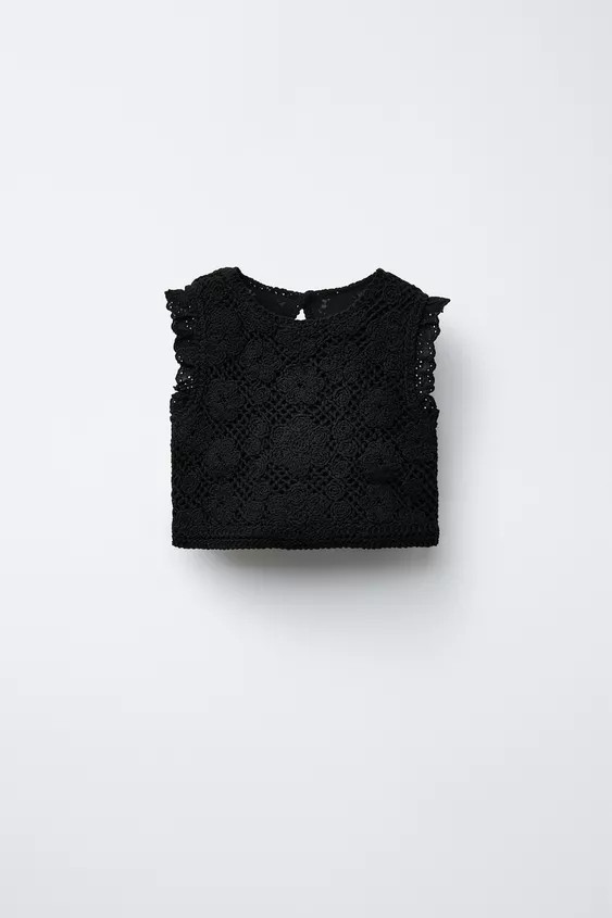 LACE CROCHET KNIT TOP | Zara US
