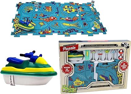 Puzzle Board Jigsaw Puzzles. BO Jet Ski Toy Vehicle Themed Floor Puzzle Car Play Mat. Car Tracks ... | Amazon (US)