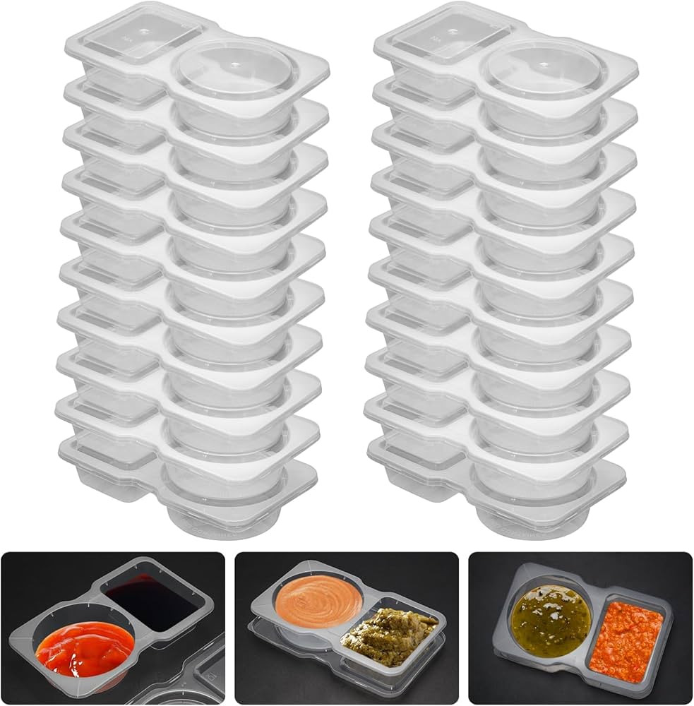 20 Set Reusable Snack Containers, 2-Compartment Dipping Containers with Lid for Refrigeration, Po... | Amazon (US)
