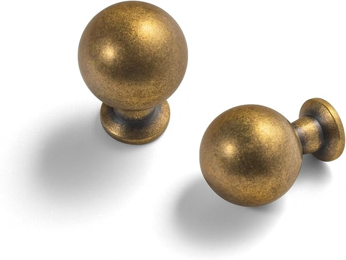 Set of 12 -Sleek Antique Brass Cabinet Knobs - Retro and Minimalist Hardware for Stylish Home Enh... | Amazon (US)