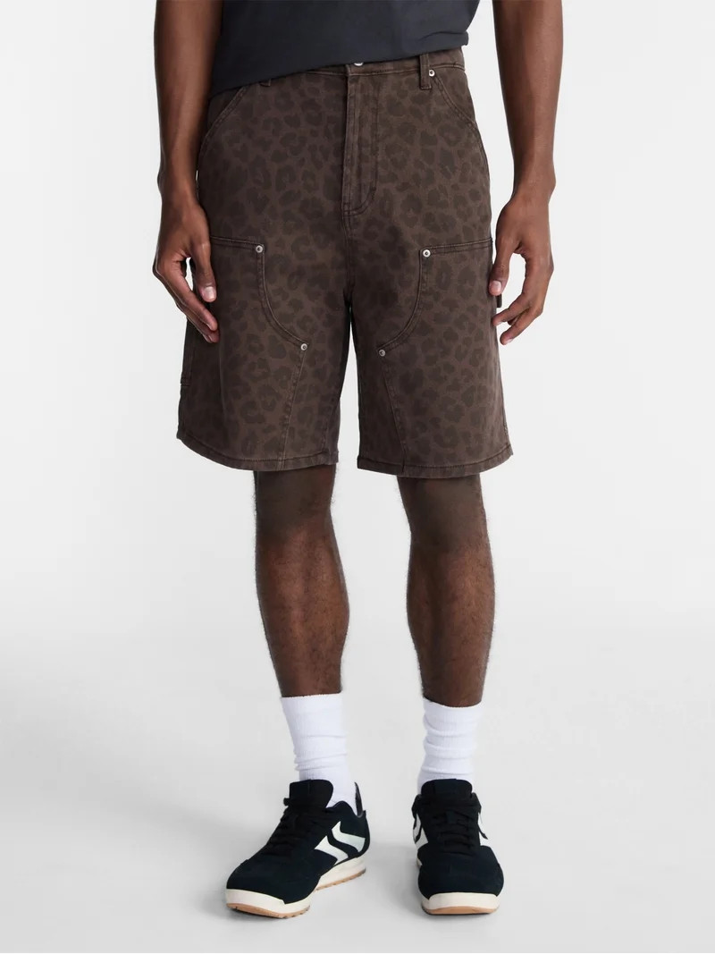 No Boundaries Men's & Big Men's Leopard Pattern Printed Denim Carpenter Shorts, 9" Inseam, Size 2... | Walmart (US)