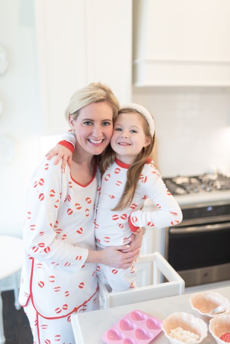 Mommy & me Lake Pajamas for Valentine’s Day! We size up in both mine and the kids’ pajamas since they are Pima cotton! 