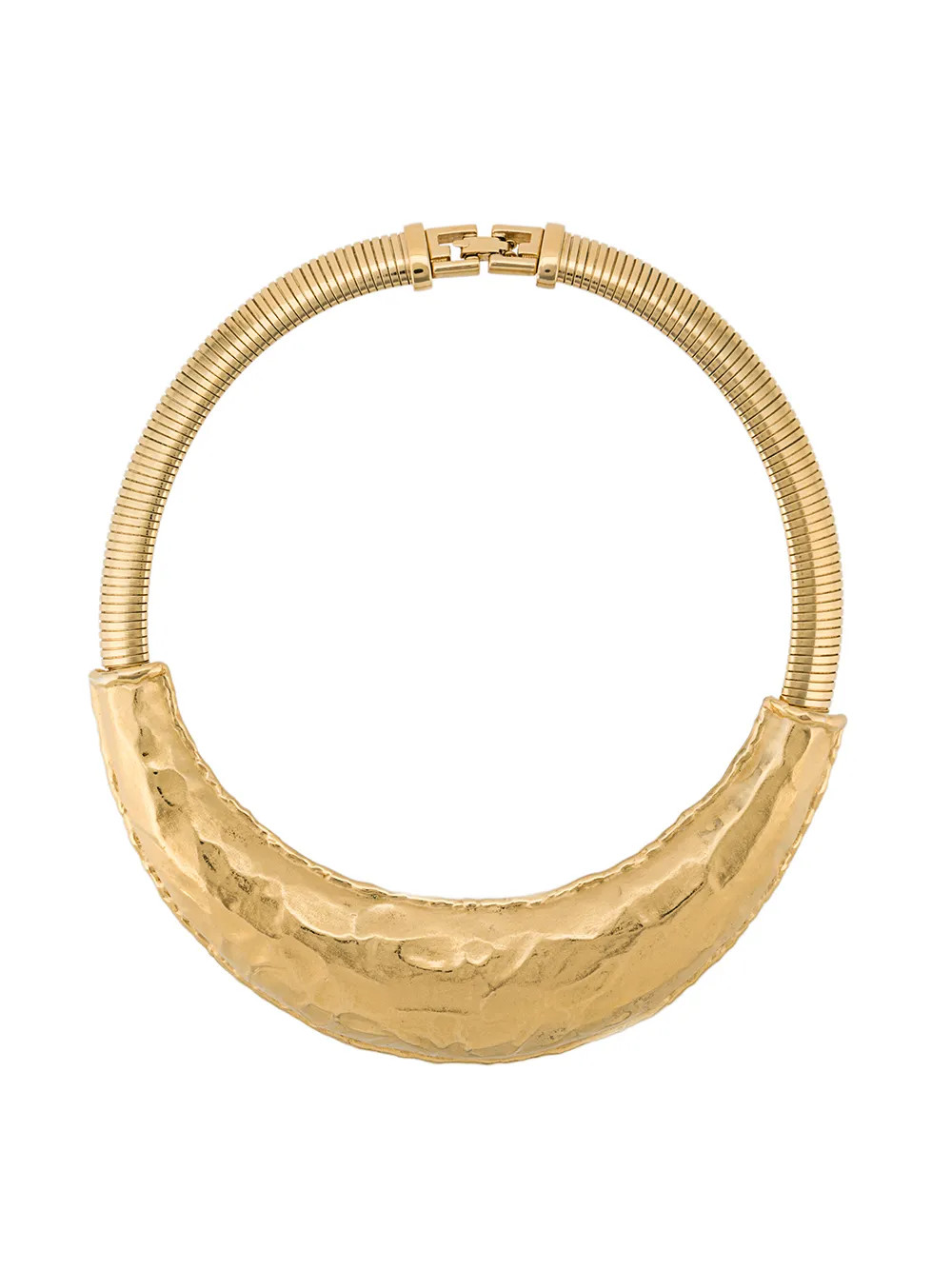 Givenchy Pre-Owned 1980s Hammered Crescent Choker Necklace - Farfetch | Farfetch Global