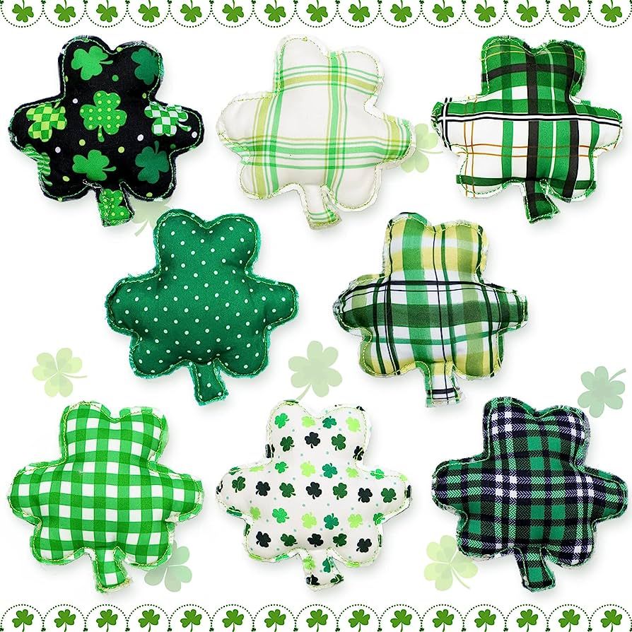 St. Patrick's Day Stuffed Fabric Shamrock, 8 Pieces Shamrock Shaped Ornaments, St. Patrick's Day ... | Amazon (US)