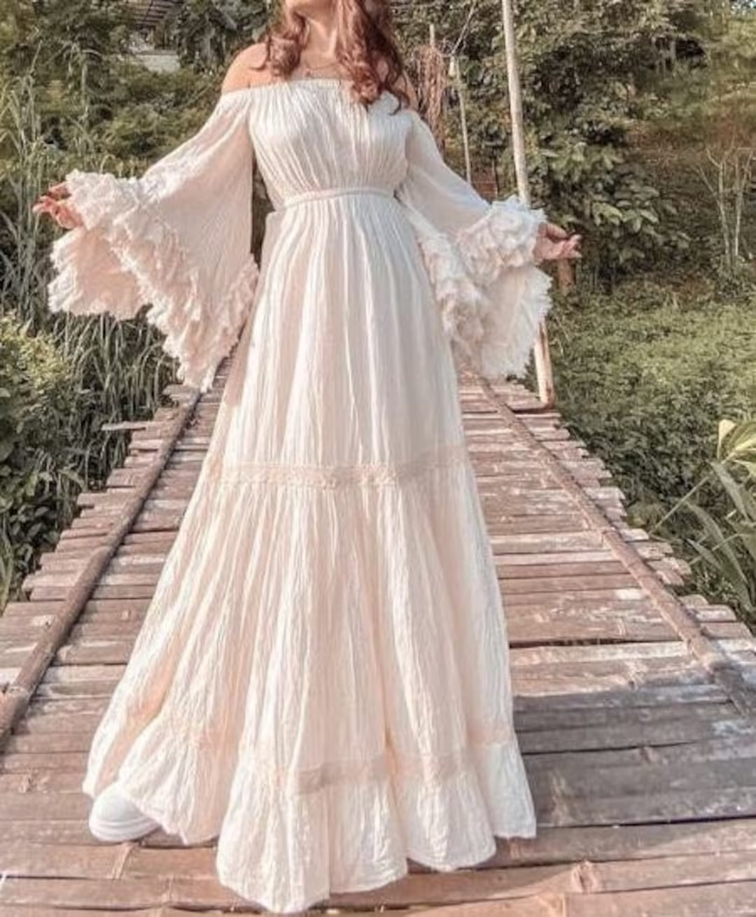 Bohemian Wedding Dress,gown Dress,white Ruffle Maxi Dress,maternity Dress,beach Maxi Dress,angle ... | Etsy (US)