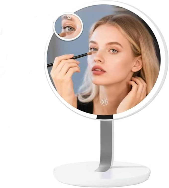 9.65-inch Lighting Makeup Mirror, 1x / 10x,Touch Control,3-Color Adjustable, Metal Stand with Sup... | Amazon (US)
