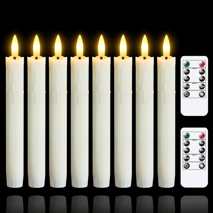Flameless Flickering Taper Candles Two Remote, 7.5 Inch Ivory Battery Operated LED Window Candles... | Amazon (US)