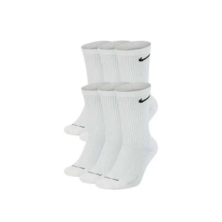 Nike Everyday Plus Cushion Crew White/Black Socks - 6 Pair Pack SX6897-100 | Walmart (US)