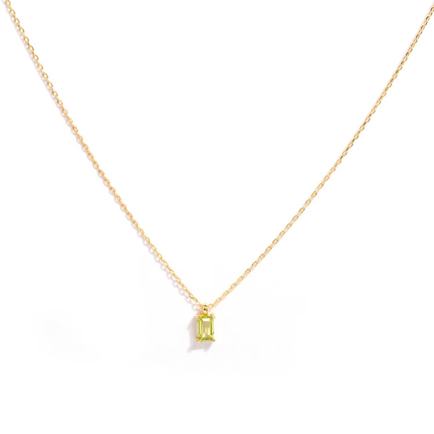 Tiny Baguette Peridot Necklace | Wolf & Badger