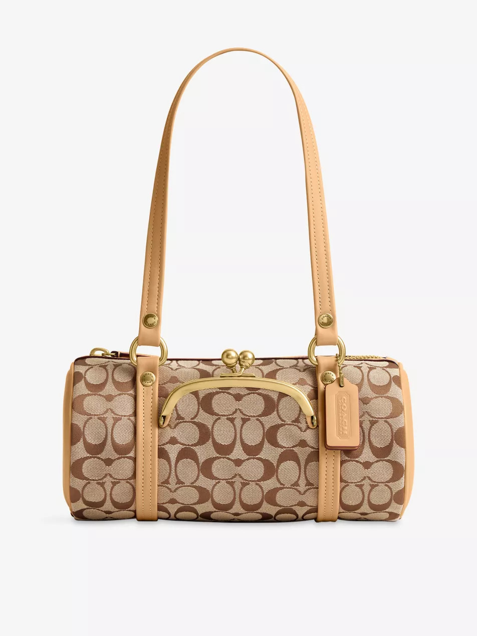 Kisslock Barrel Canvas Shoulder Bag | Selfridges