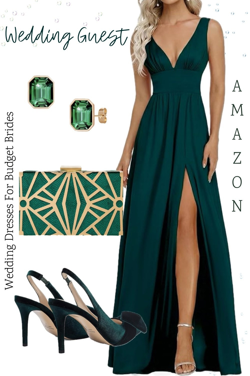 Green long evening gown and accessories on Amazon and everything under $70 each. 

Special occasion dress, prom dress, wedding guest dress, formal dress, green full length dress, bridesmaid dress, bridal party dress, Amazon dress. 

#LTKSeasonal #LTKWedding
