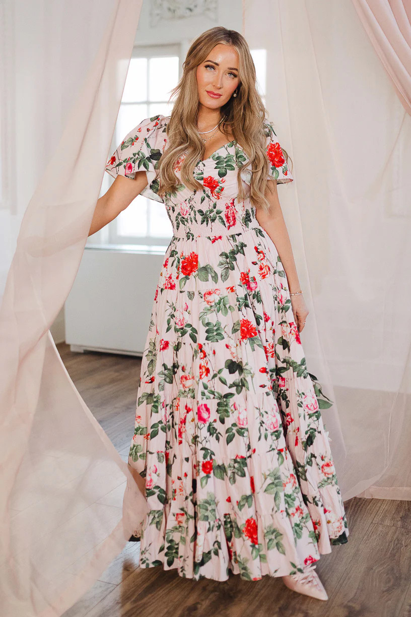 Solange Dress in Pink Roses | Ivy City Co