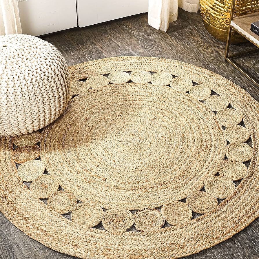 JONATHAN Y Dahlia Jute Boho Circle Natural 4' Round Indoor Area Rug, Natural-Fibers, Geometric, E... | Amazon (US)