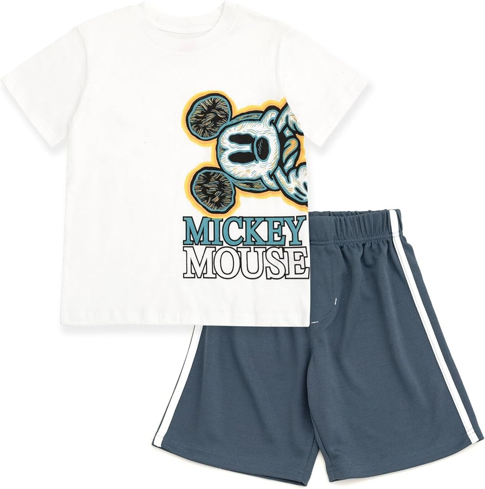 Disney Mickey Mouse Donald Duck Goofy Pluto Baby T-Shirt and Mesh Shorts Outfit Set Infant to Lit... | Amazon (US)