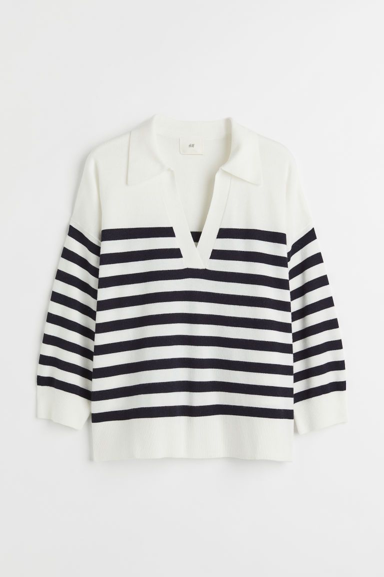 H & M - Sweater with Collar - White | H&M (US + CA)