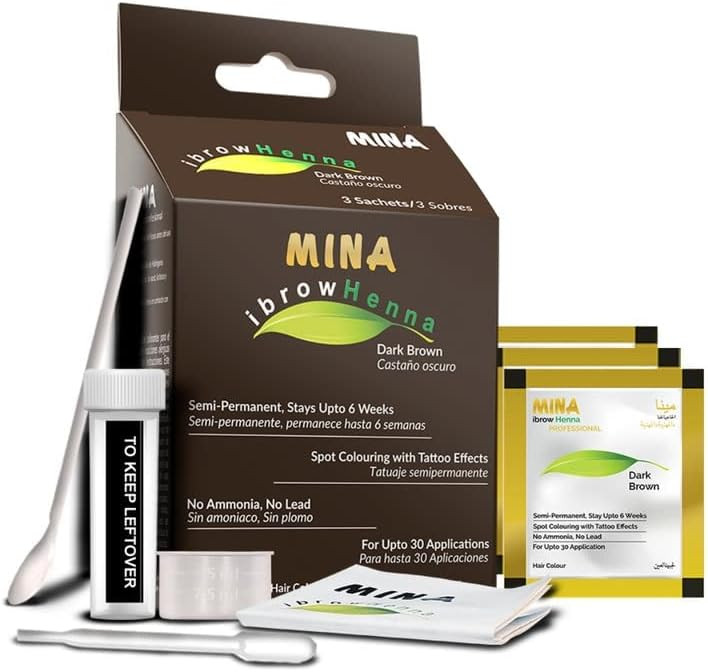 MINA ibrow Henna Dark Brown Regular Pack & Coloring Kit | Amazon (US)