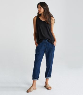 Tencel Organic Cotton Denim Slouchy Ankle Pant | Eileen Fisher