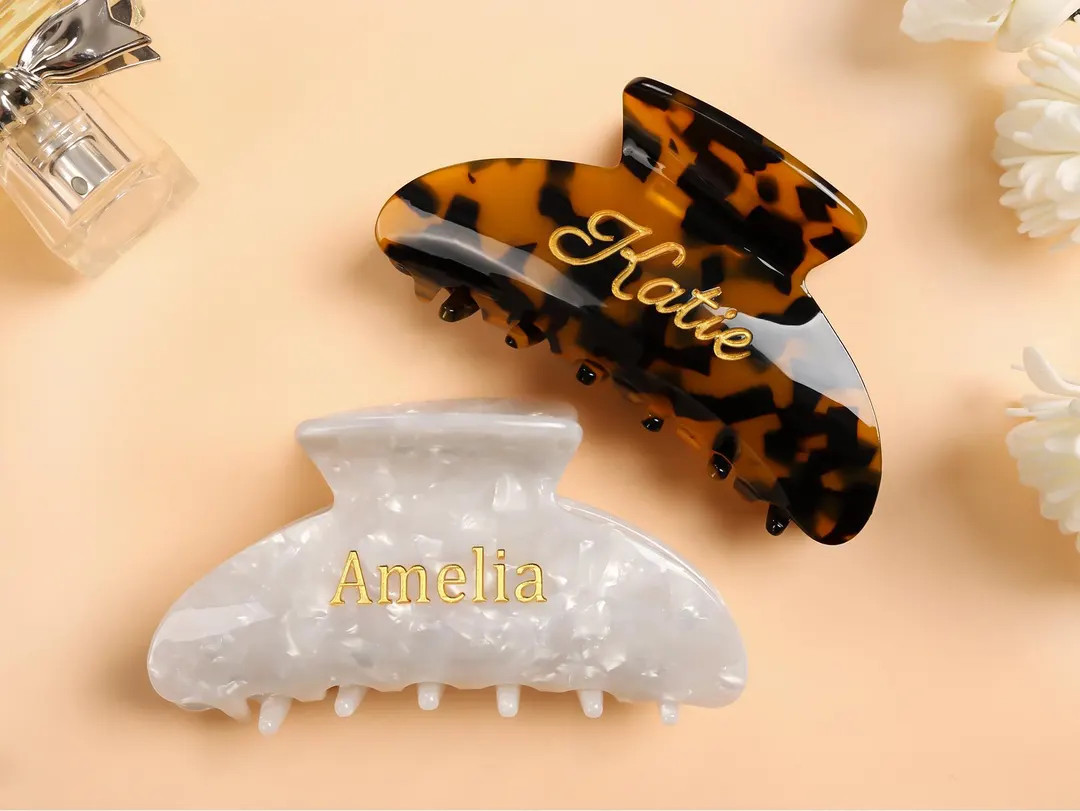 Bridesmaid Gift, Personalized Hair Claw Clip, Engraved Customized Name Claw Clip, Custom Name Wed... | Etsy (US)