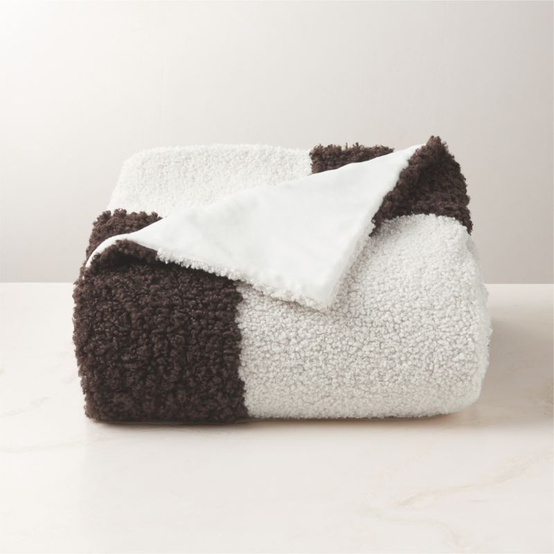 Olio Dark Brown and White Faux Fur Throw Blanket + Reviews | CB2 | CB2