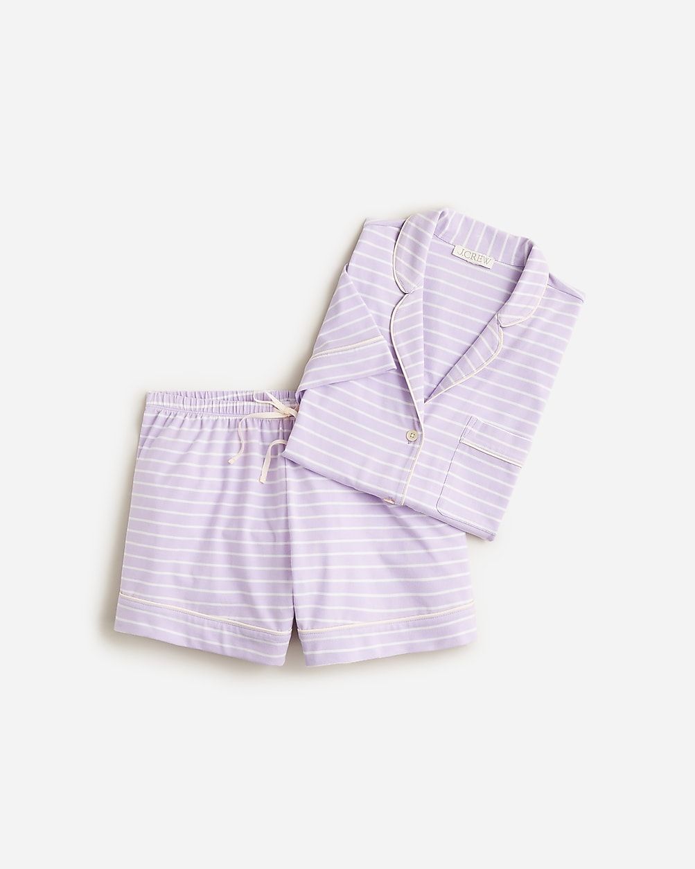 Short-sleeve pajama short set in stripe dreamy cotton-blend | J. Crew US