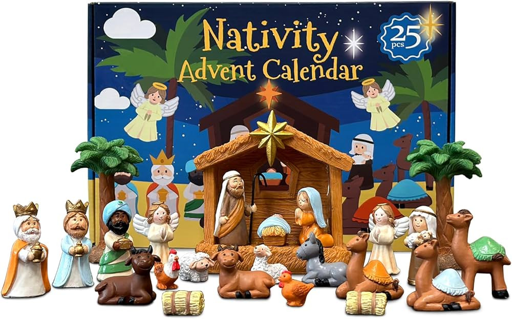 Nativity Set for Kids, Toddlers Advent Calendar 2024-25 Days of Christmas Nativity Scene Set, Lit... | Amazon (US)