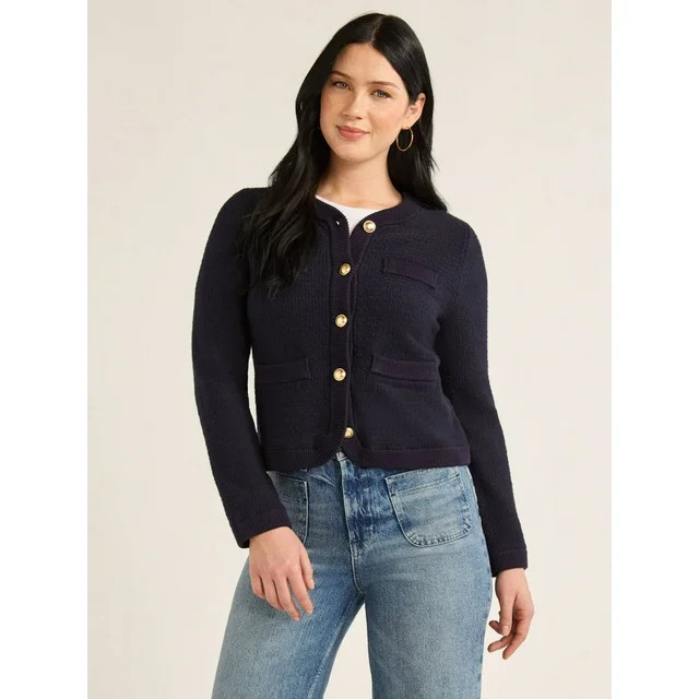 Free Assembly Women’s and Women 's Plus Welt Pocket Cardigan Sweater, Lightweight, Sizes XS-4X | Walmart (US)