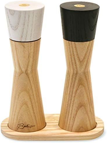 WOODEN SALT AND PEPPER GRINDER SET | Organic & Sustainable Ash Wood | Salt & Pepper Mill Set with Ad | Amazon (US)