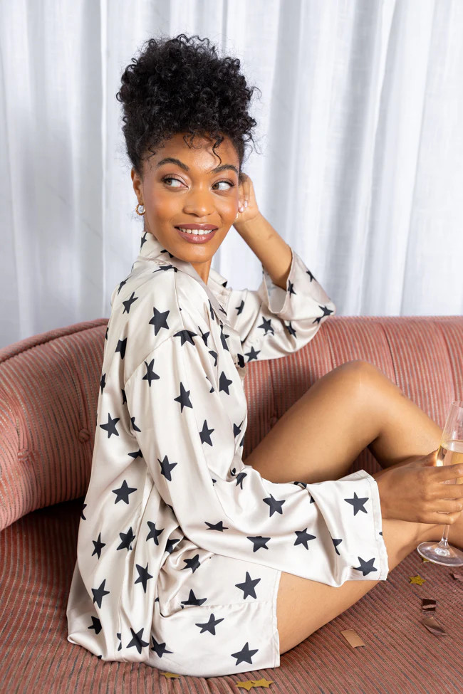 Pajama Party Neutral Stars Pajama Shorts | Pink Lily