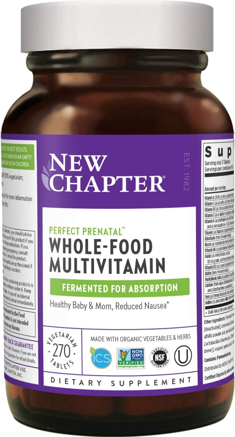 New Chapter Perfect Prenatal Vitamins - 270ct, Organic Prenatal Vitamins, Non-GMO Ingredients for... | Amazon (US)