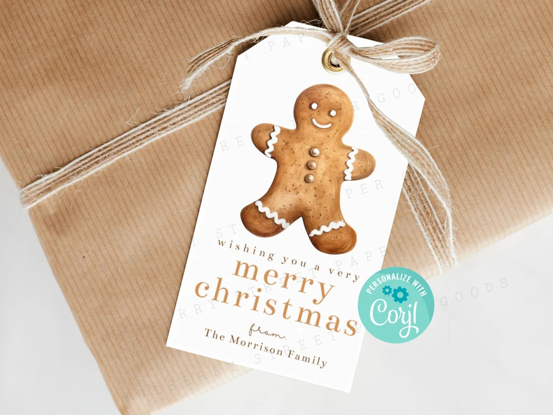 Editable Wishing You a Very Merry Christmas Gingerbread Gift - Etsy | Etsy (US)