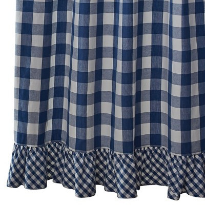 Park Designs China Blue Buffalo Check Ruffled Shower Curtain 72" x 72" | Target