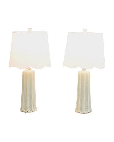 2pk 24in Ceramic Table Lamp Set With Scalloped Shade | TJ Maxx