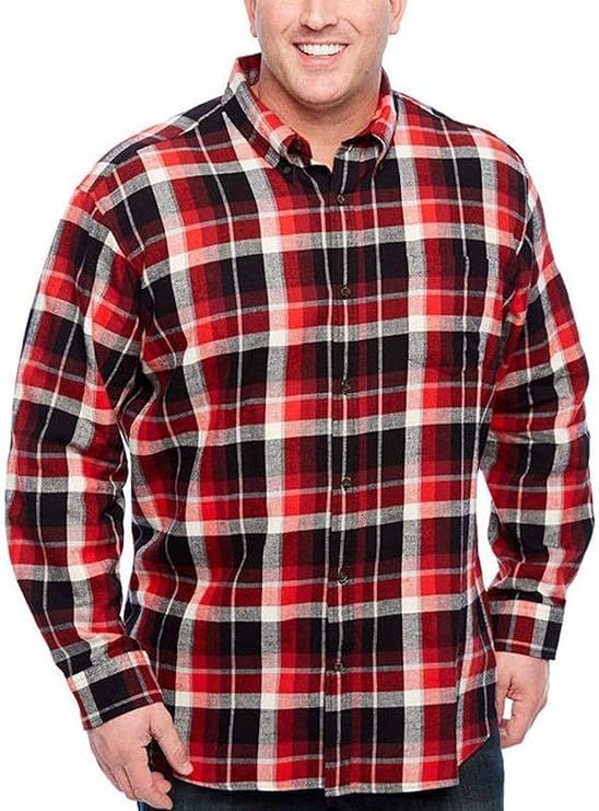 The Foundry Supply Men’s Classic Fit Long Sleeve Flannel Shirt Red Black Plaid | Amazon (US)