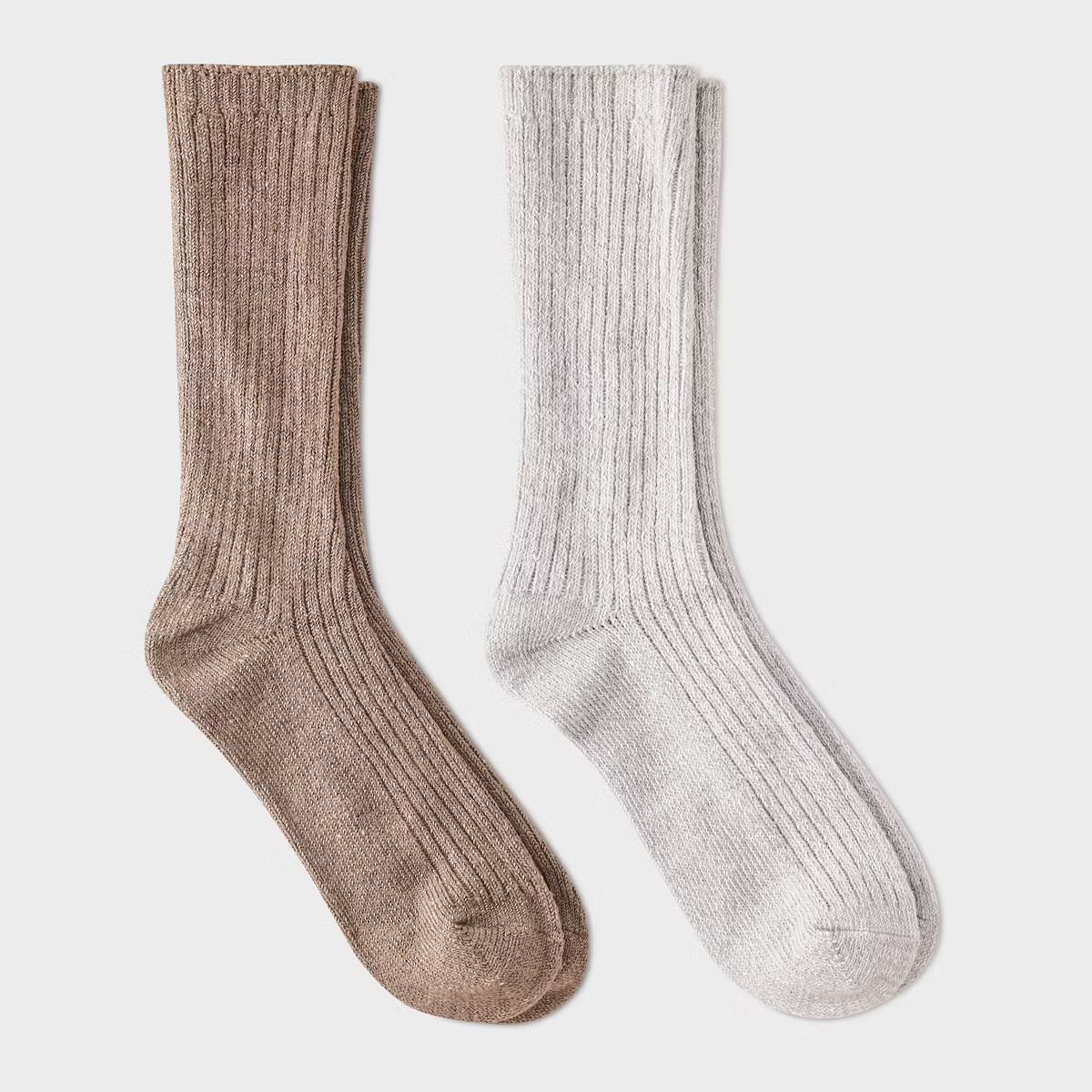 Women's Luxury Collection Cashmere Blend Fine Rib Super Soft 2pk Crew Socks - Auden™ Gray/Light... | Target