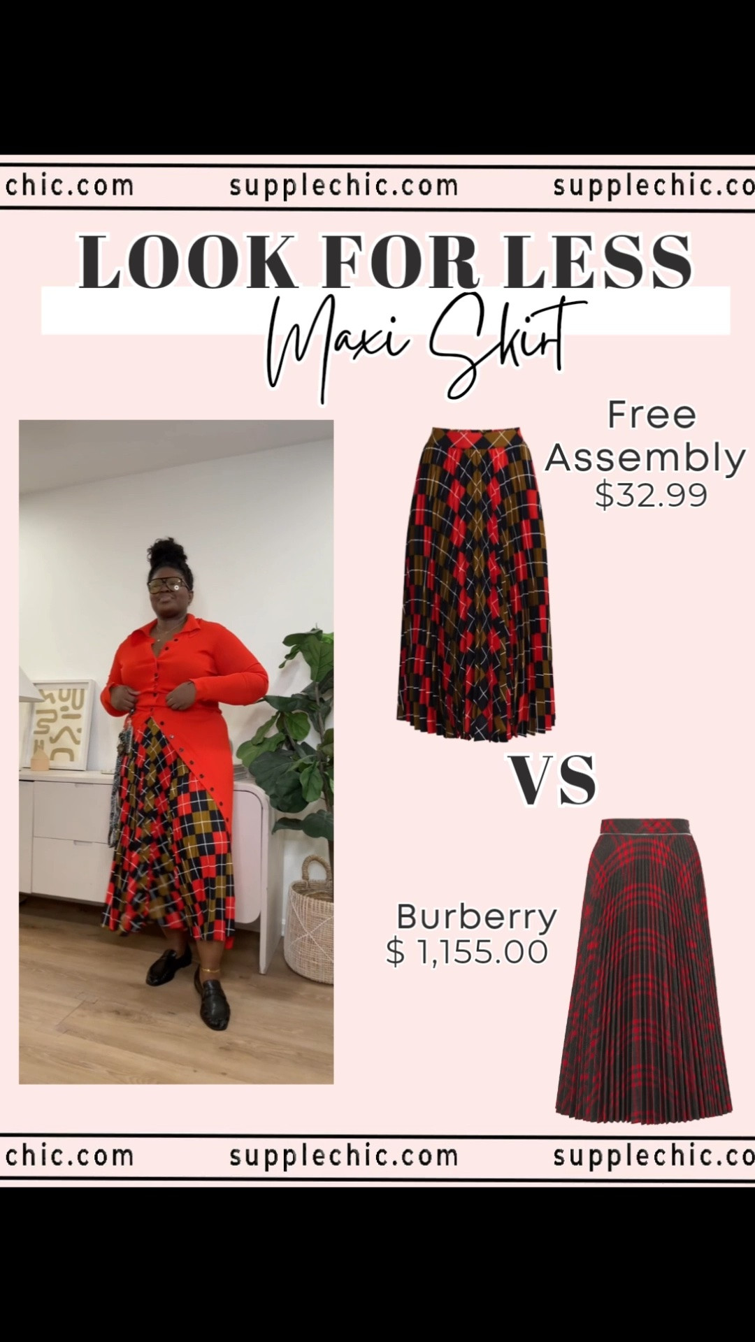 Why spend $1,155 on a designer maxi skirt when a $32.99 option gives you a similar plaid-inspired feel? Pair it with a fitted red cardigan and simple black shoes for a festive fall outfit. maxi skirt outfit, plaid maxi skirt, look for less fashion, affordable fall fashion, Thanksgiving outfit, red and black outfit, plus size fashion

#LTKootd #LTKSeasonal #LTKMidsize