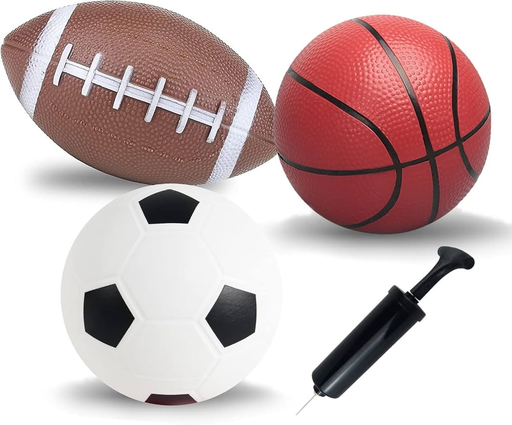 Soccer Basketball Football Small Sports Bouncy Balls with Hand Pump for Kids and Toddlers - (Pack... | Amazon (US)