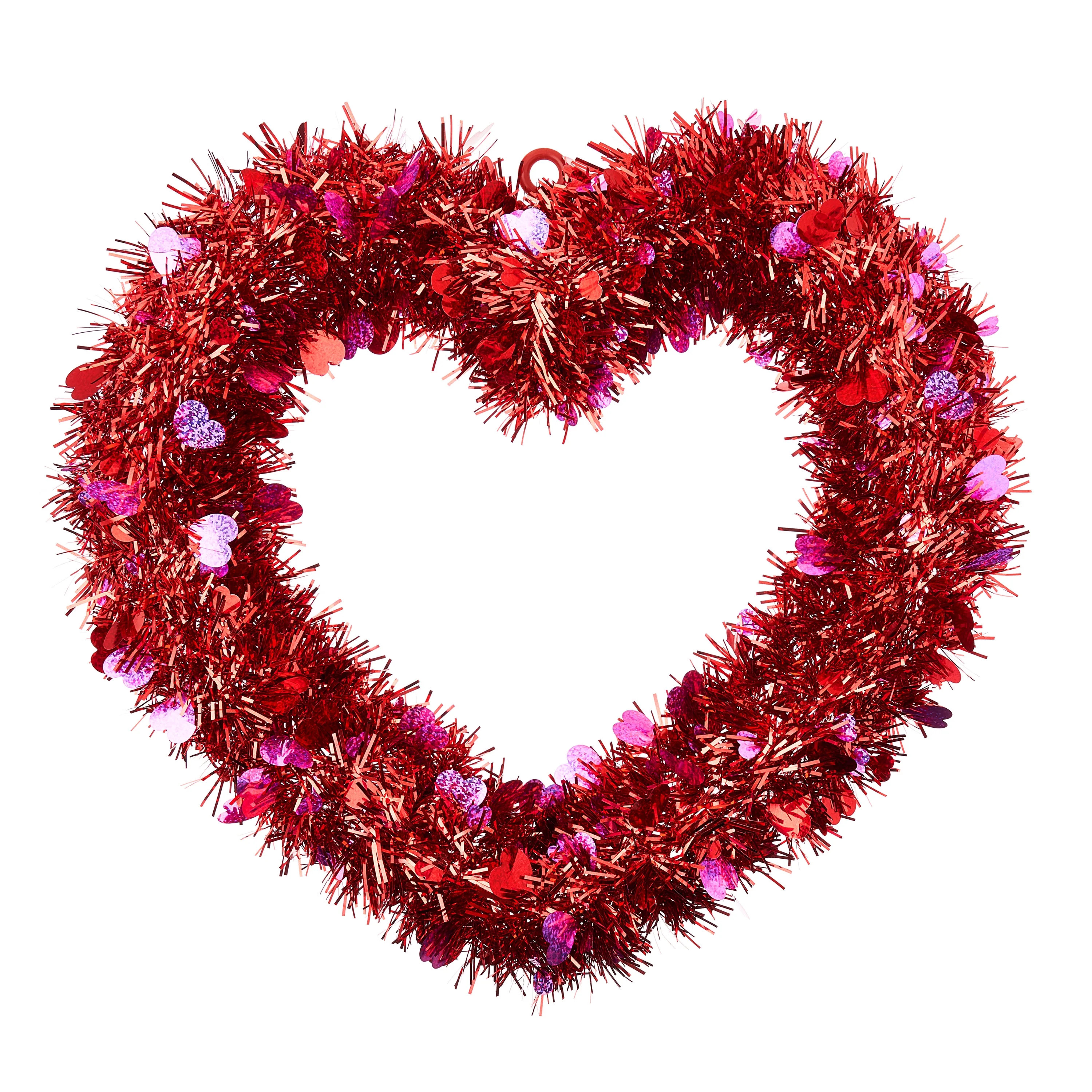Way To Celebrate Valentine's Day Red Tinsel Heart Wreath - Walmart.com | Walmart (US)