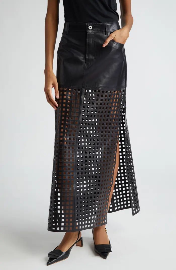 Mavis Grid Cutout Leather Maxi Skirt | Nordstrom