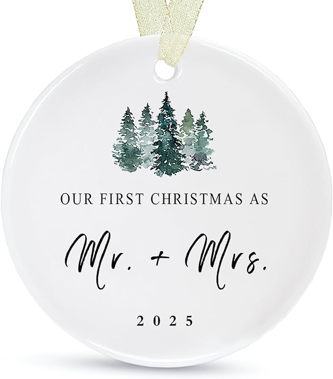 First Christmas as Mr and Mrs Ornament 2025,1st Year Wedding Ornament for Newlywed,Our First Marr... | Amazon (US)
