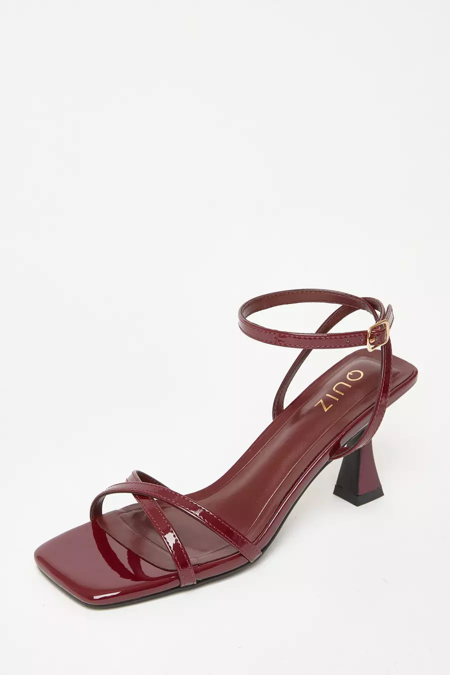 Home/Shoes/Burgundy Cross Strap Flared Heels | Quiz Clothing