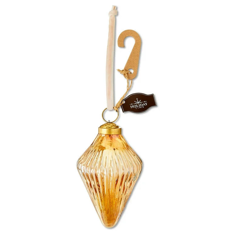 Gold Glass and Metal Gem Christmas Ornament, 4.5", by Holiday Time - Walmart.com | Walmart (US)