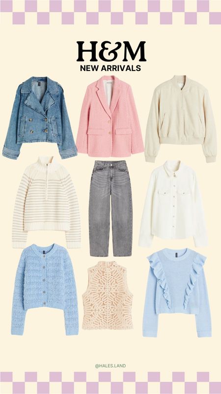 H&M new spring arrivals, pastel, denim jacket, barrel jeans, crochet top 

#LTKfindsunder100 #LTKSeasonal
