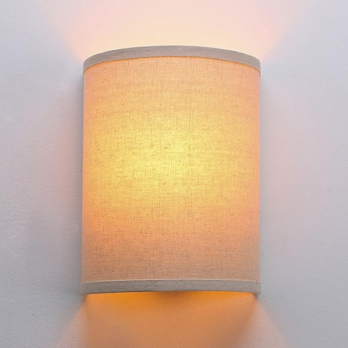 Yosoan Linen Fabric Cloth Boho Vintage Flush Wall Sconce Stairwell Fixture Light, 1-Light Vanity ... | Amazon (US)