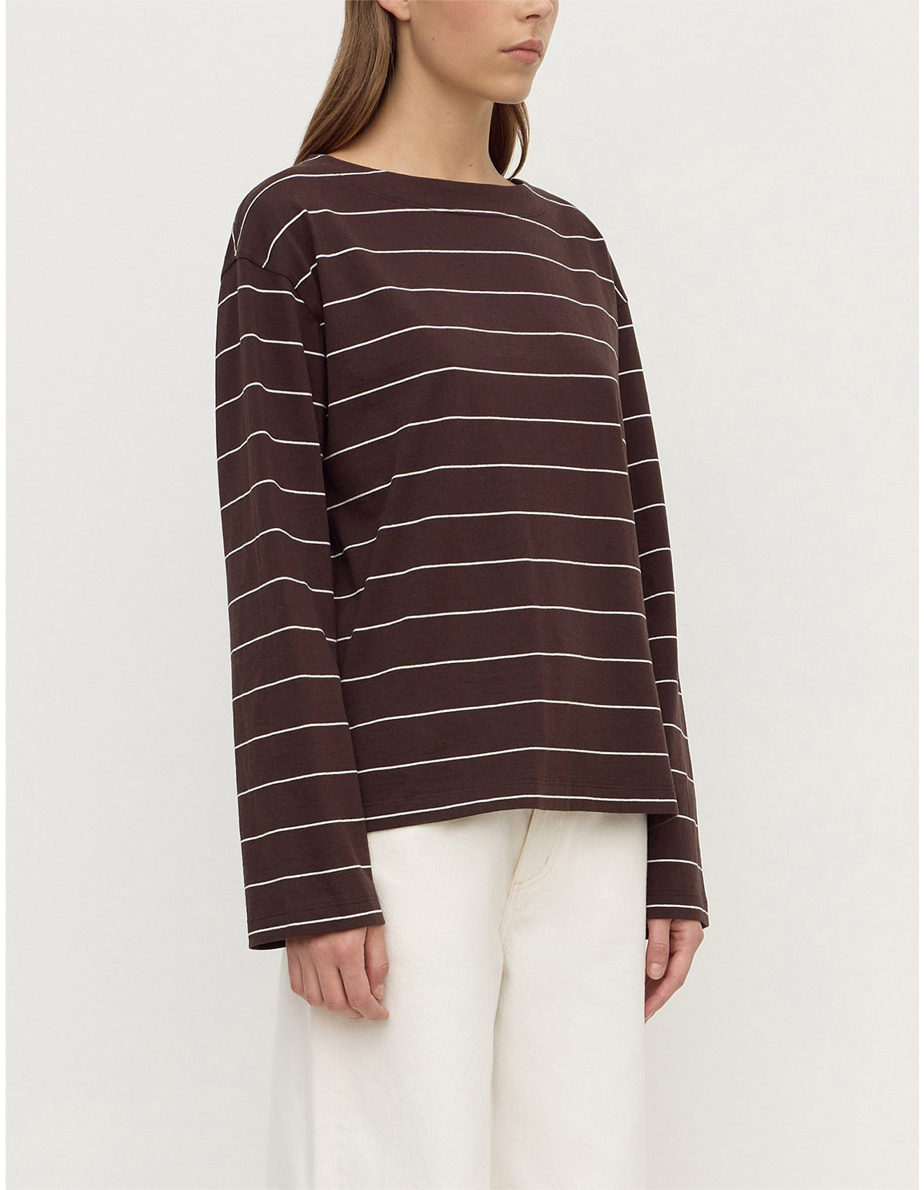 Scout Long Sleeve Tee Ganache Cream Stripe | David Jones (Australia & New Zealand)