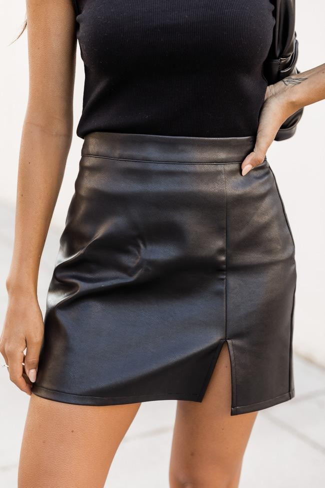 Diva Moment Black Leather Skirt | The Pink Lily Boutique
