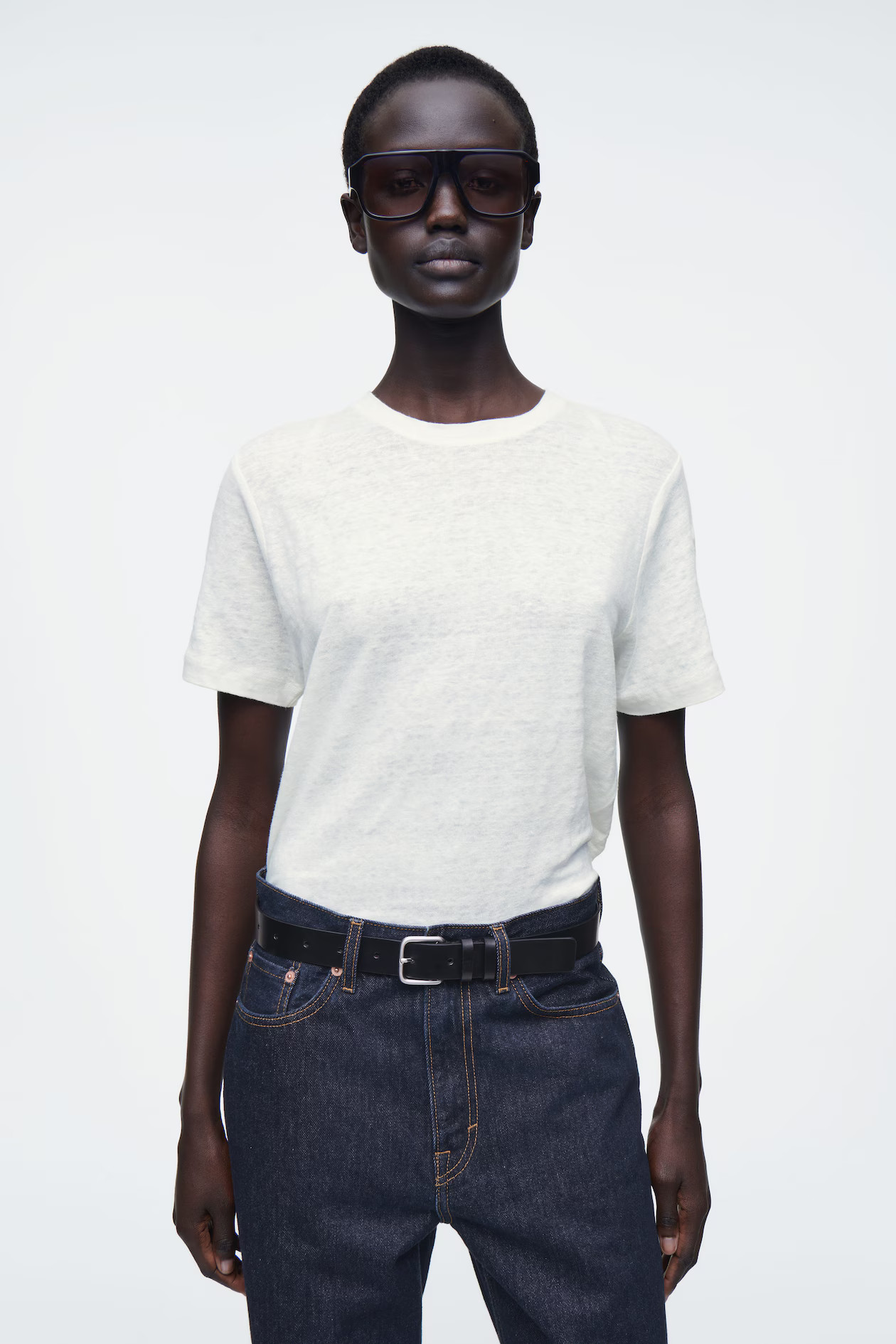 CREW-NECK LINEN T-SHIRT - WHITE | COS | COS UK