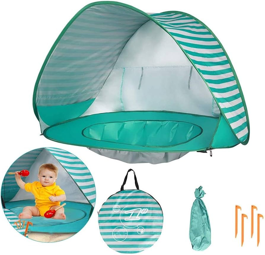 Baby Beach Tent with Pool, UPF 50+ Beach Sun Shelter Outdoor Tent for Aged 0-3 Baby and Kids, Par... | Amazon (US)