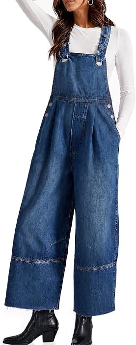 Cicy Bell Womens Wide Leg Denim Overalls Cropped Adjustable Jean Jumpsuits | Amazon (US)